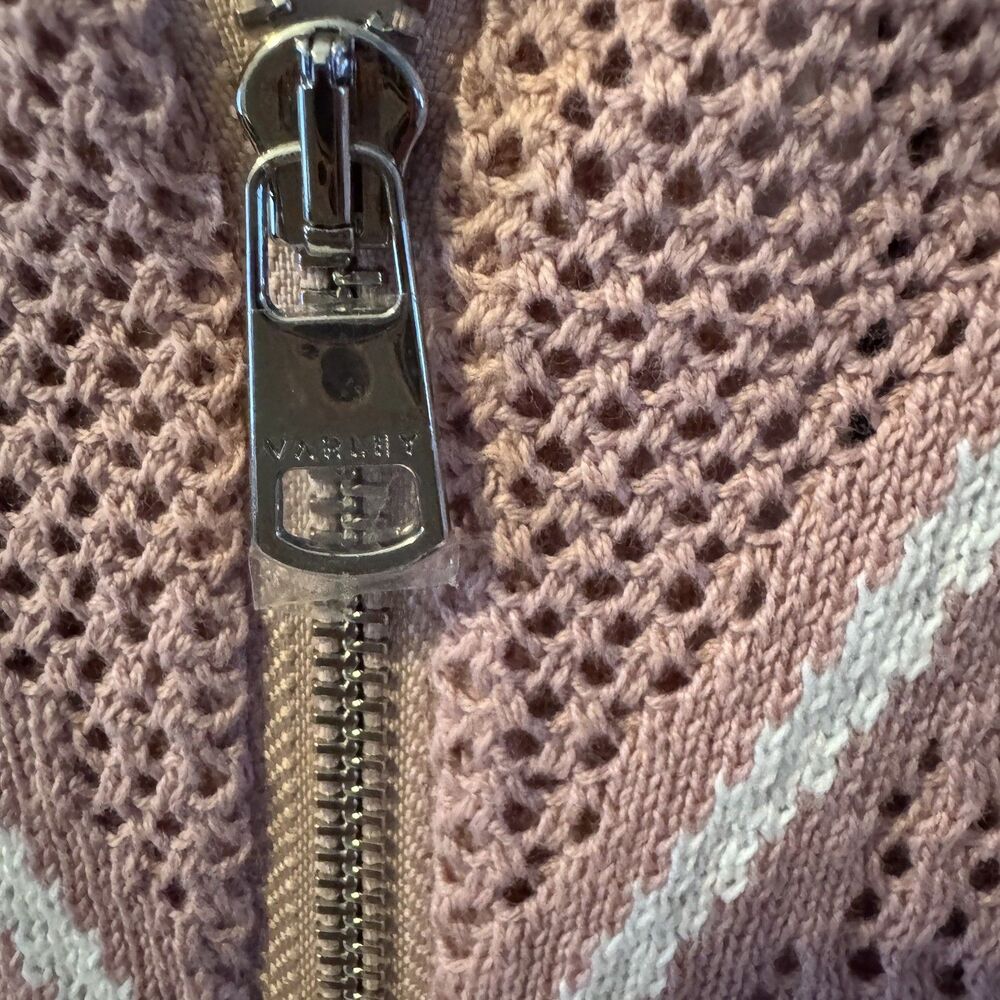 Varley Calva Knit Polo Sweater Pink Mauve V-Neck, Sheer, Small NWT - Picture 8 of 14